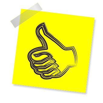 A Yellow Post It Note With A Thumbs Up Symbol