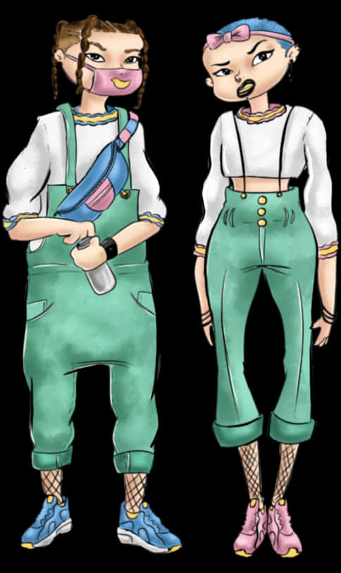 A Cartoon Of A Woman In Overalls