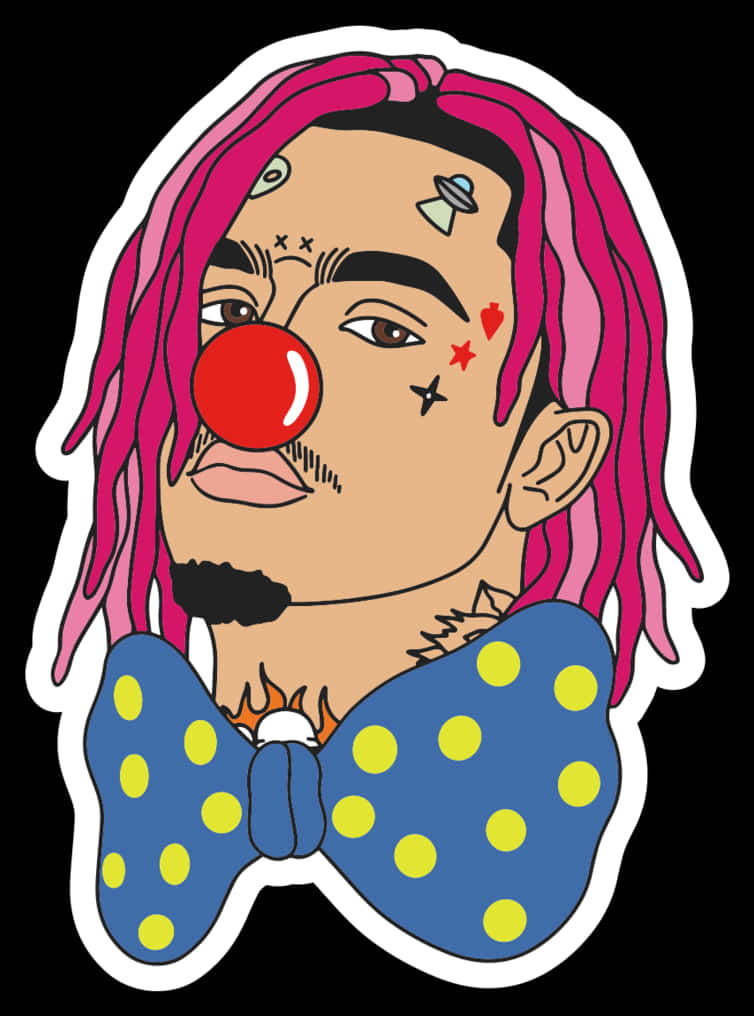 A Man With Pink Hair And A Red Nose