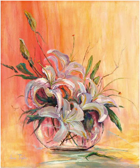 A Painting Of Flowers In A Glass Vase