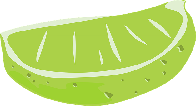 A Lime Wedge With White Lines