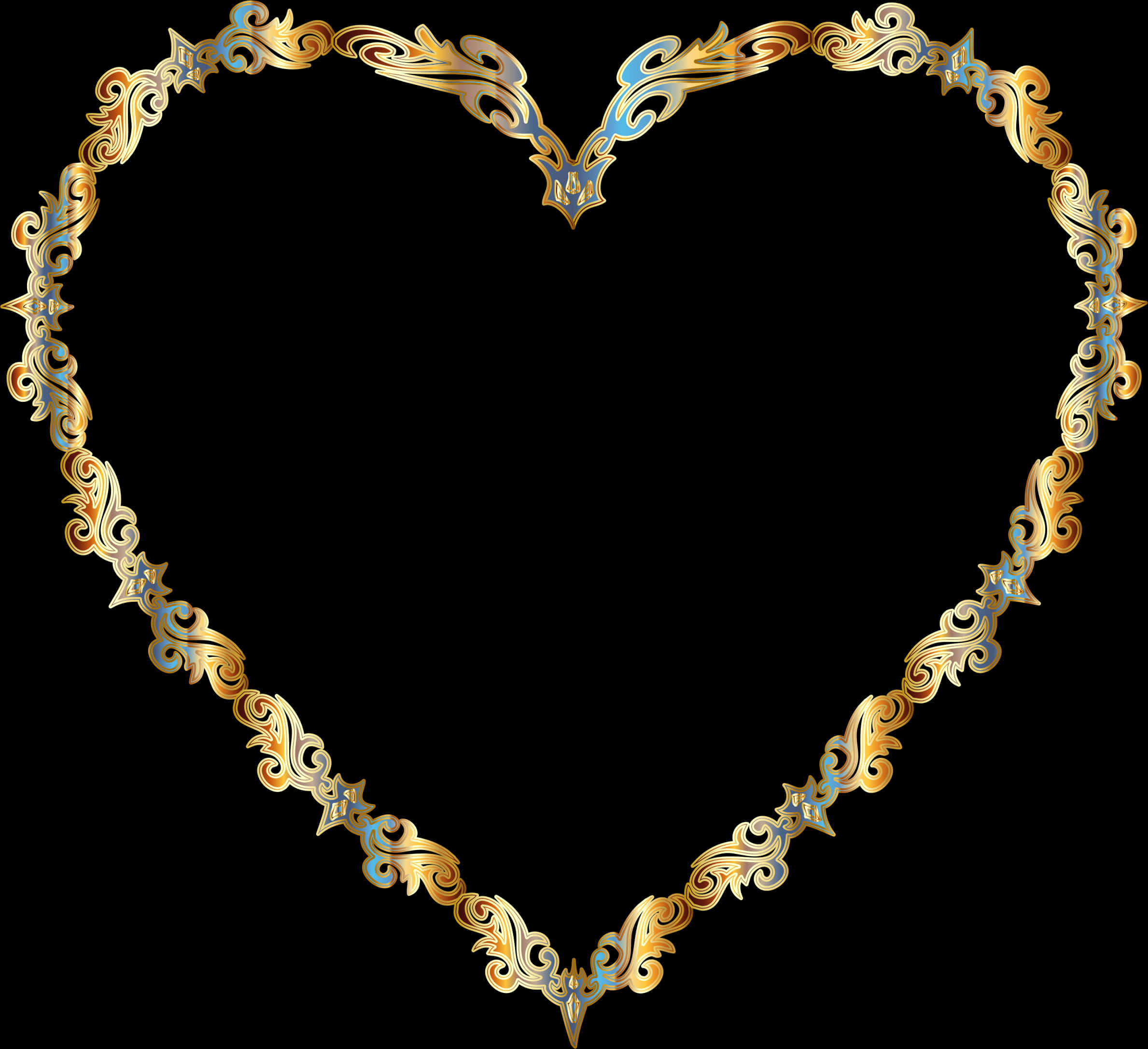 A Gold And Blue Heart Shaped Frame