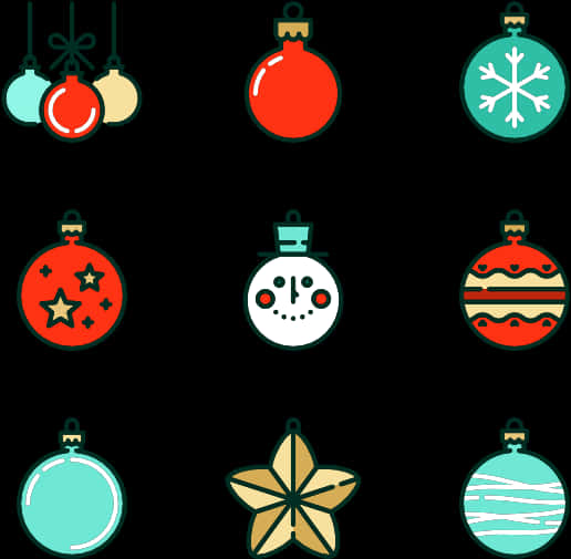 A Group Of Ornaments On A Black Background