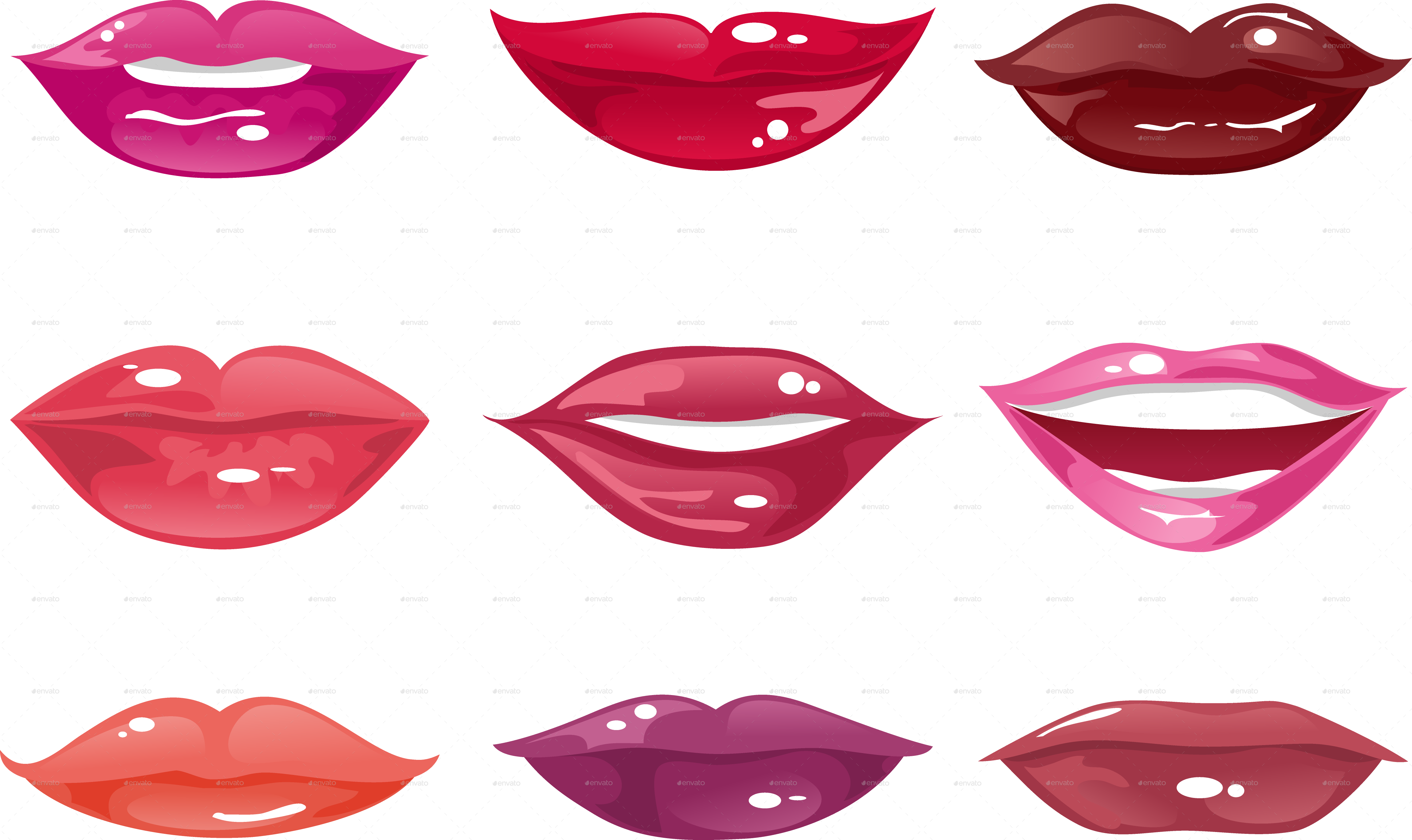 A Group Of Lips With Different Colors