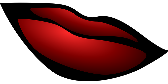 A Red Lips On A Black Background