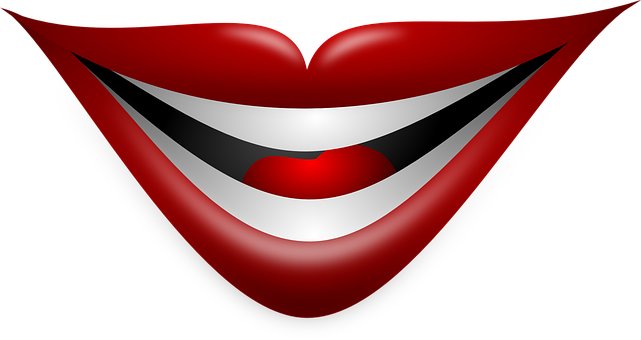 A Red Lips With White Teeth And Black Background