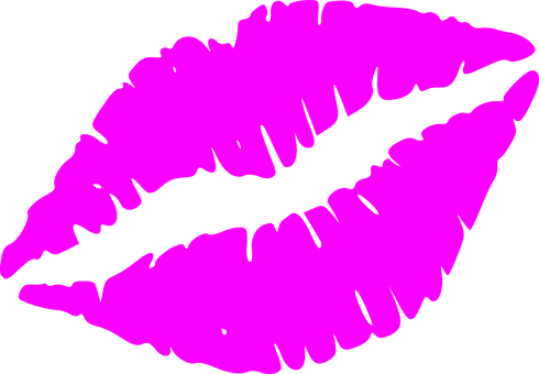 A Pink Lips Print On A Black Background
