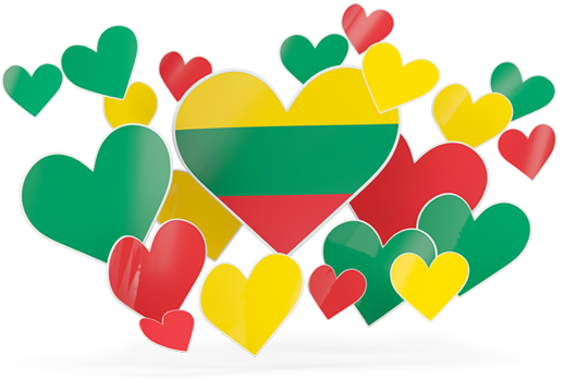 A Group Of Hearts With A Flag
