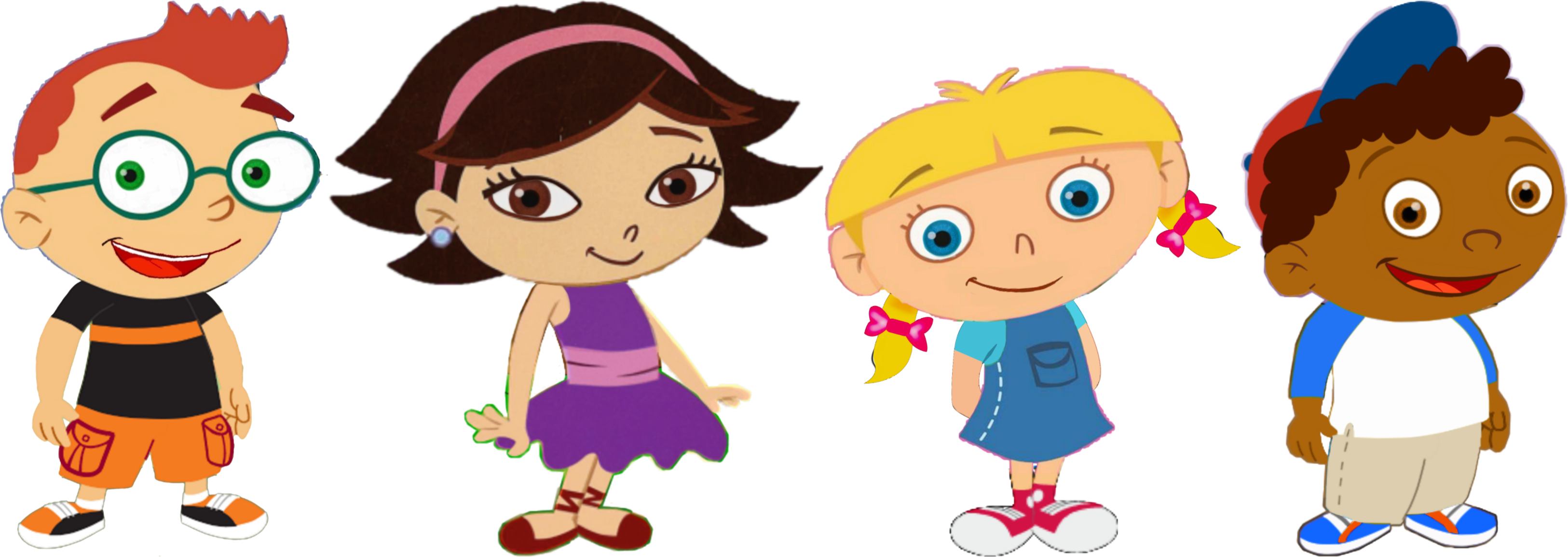 Cartoon Girls In Dresses And Shoes