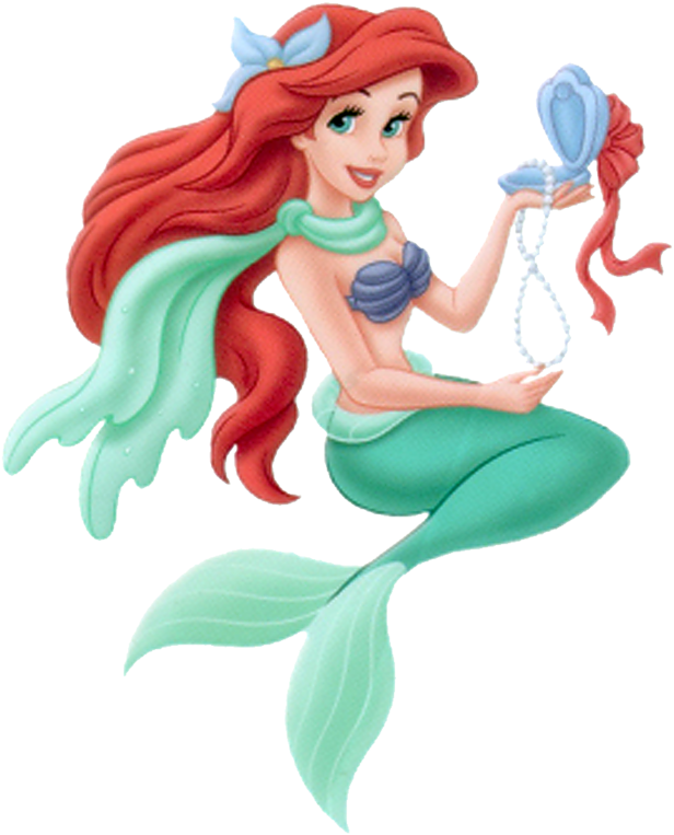 A Cartoon Of A Mermaid Holding A Pearl Necklace