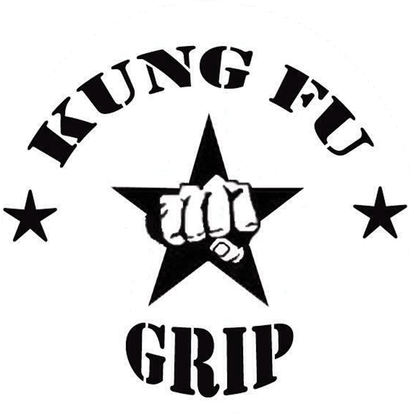 A Black And White Circle With A Fist And Star
