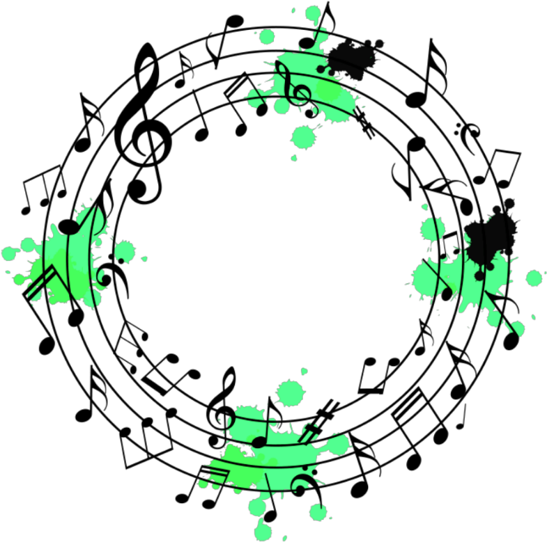 A Group Of Green Blots On A Black Background