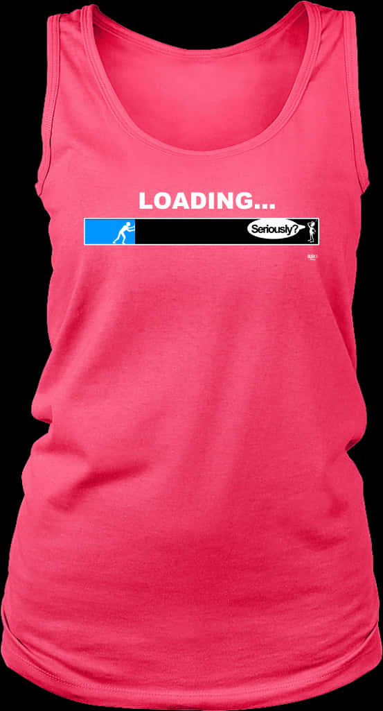 A Pink Tank Top With A Black And White Text