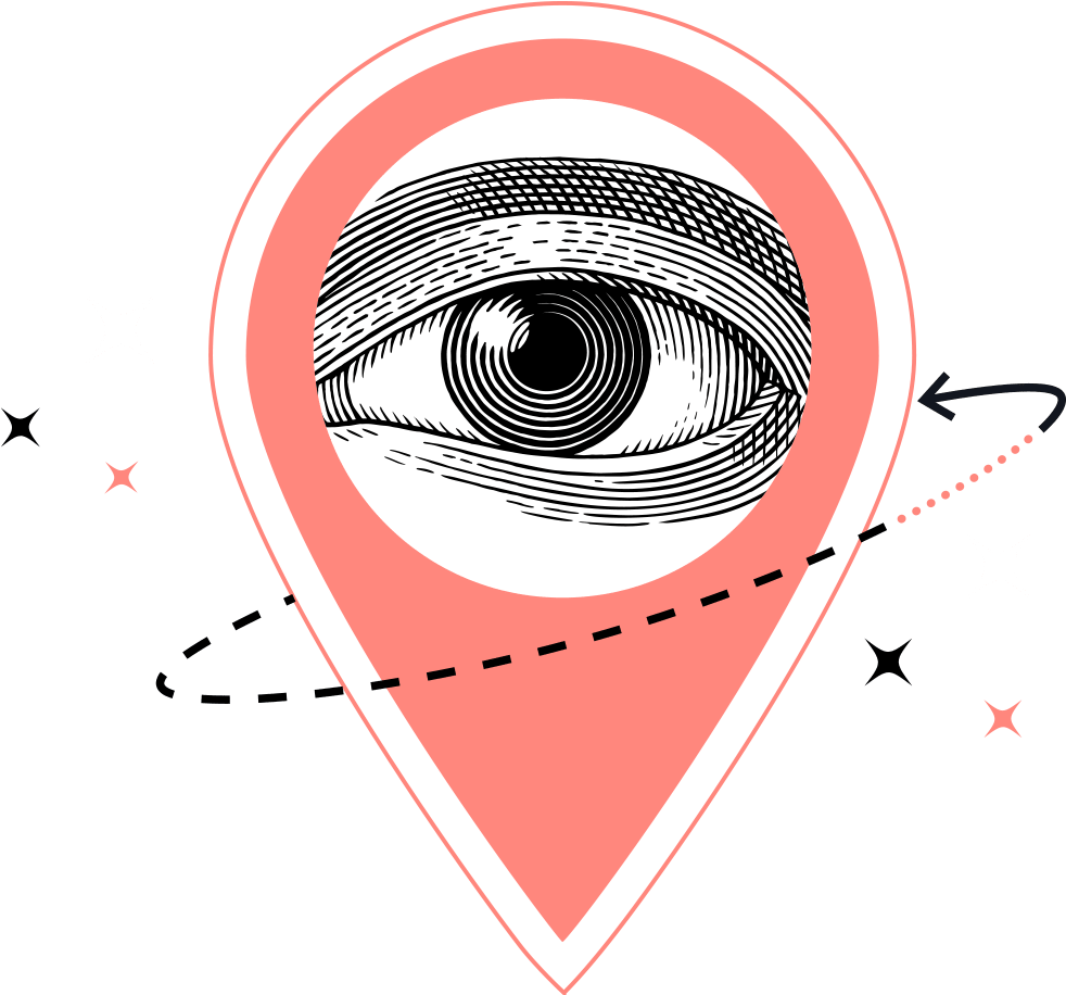 A Drawing Of An Eye In A Pin