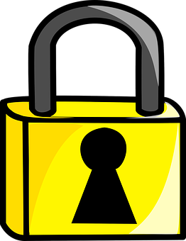 A Yellow Lock With A Black Keyhole
