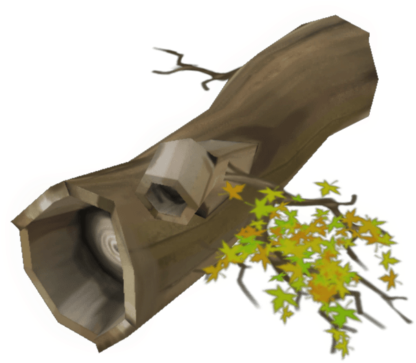 A Cartoon Of A Tree Trunk With A Hole And Leaves