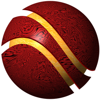 A Red And Yellow Striped Ball
