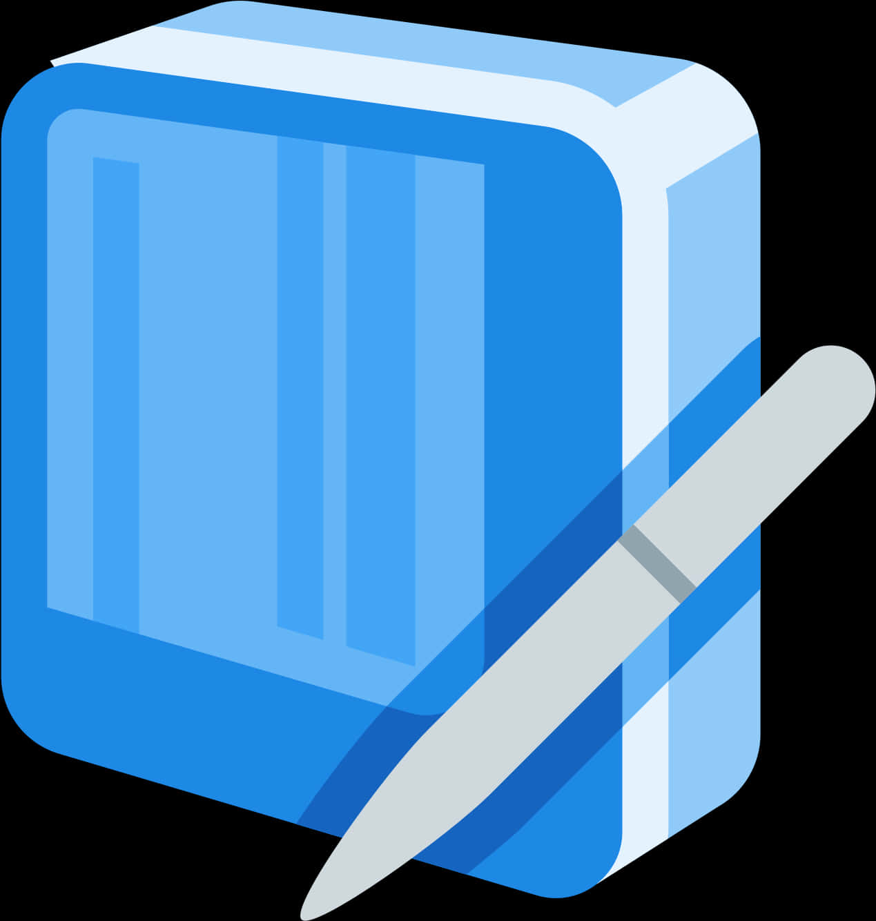 A Blue Square With A Pen
