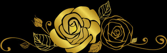 A Gold Rose On A Black Background