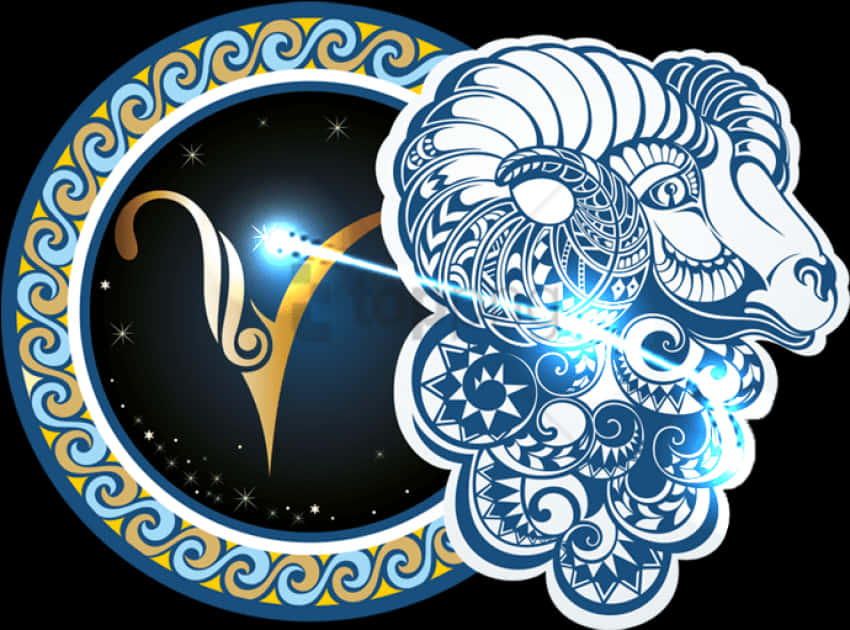 A Blue And White Patterned Ram