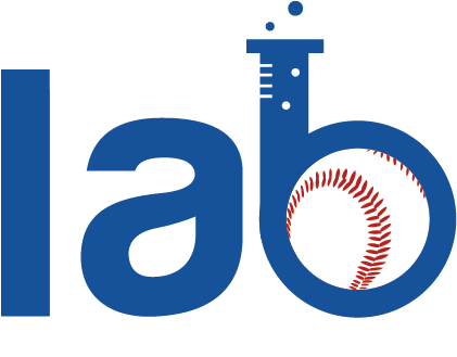 A Blue And White Logo With A Baseball Ball In The Middle