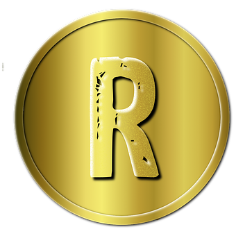 A Gold Circle With A Letter R