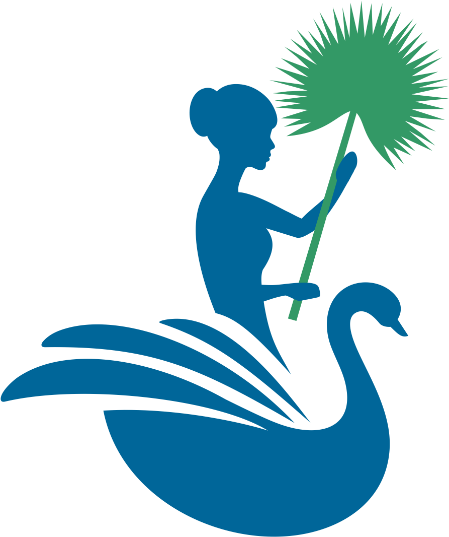 A Blue Silhouette Of A Woman Holding A Green Plant