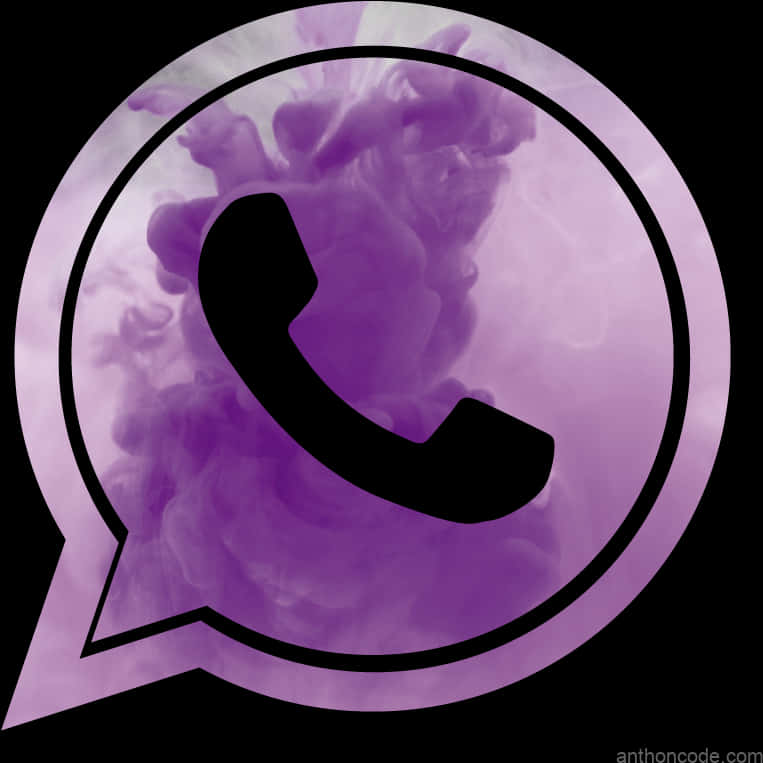 A Phone Logo In A Circle With Purple Smoke