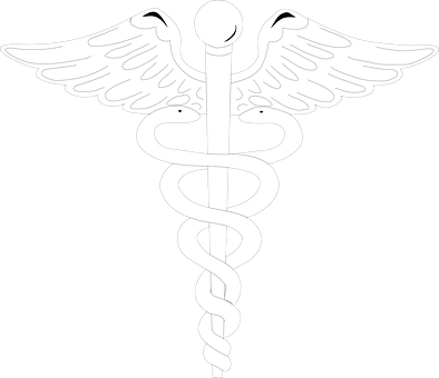 A White Caduceus Symbol With Wings