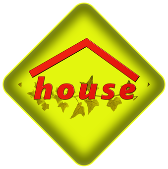 A Yellow Diamond Shaped Sign With Red Text And Leaves