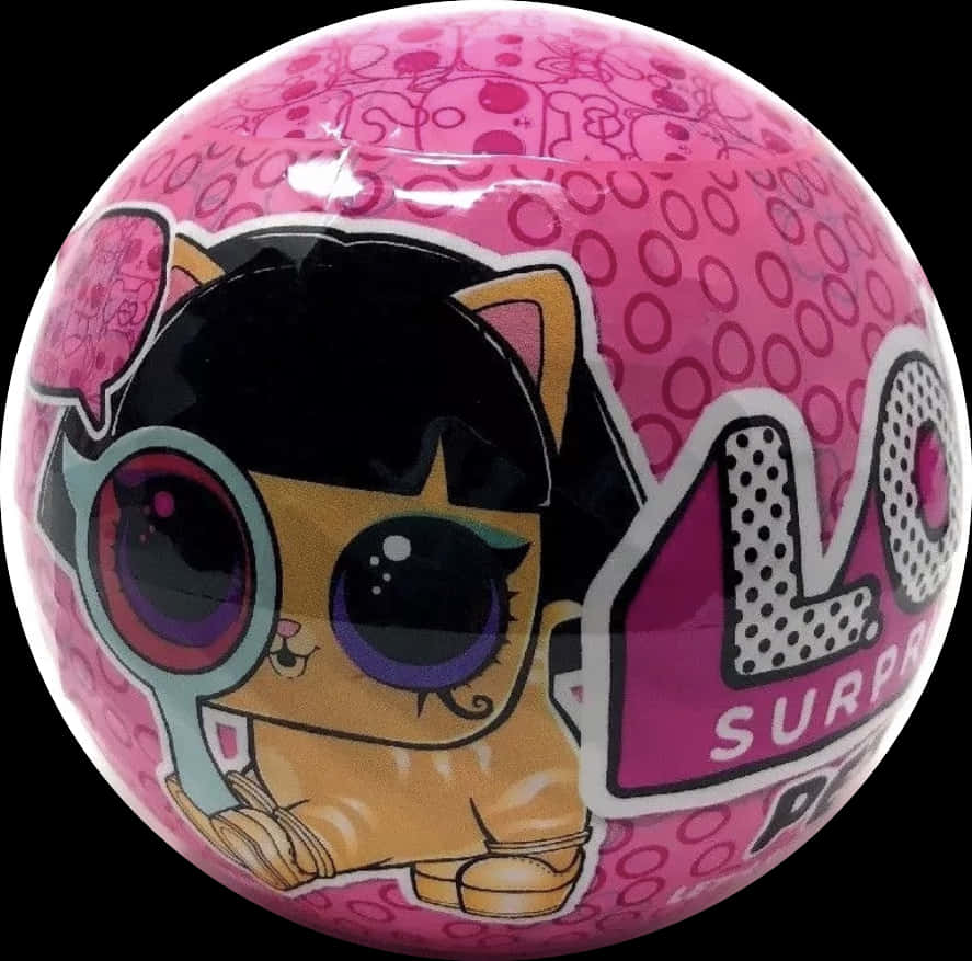 A Pink Ball With A Cartoon Character On It