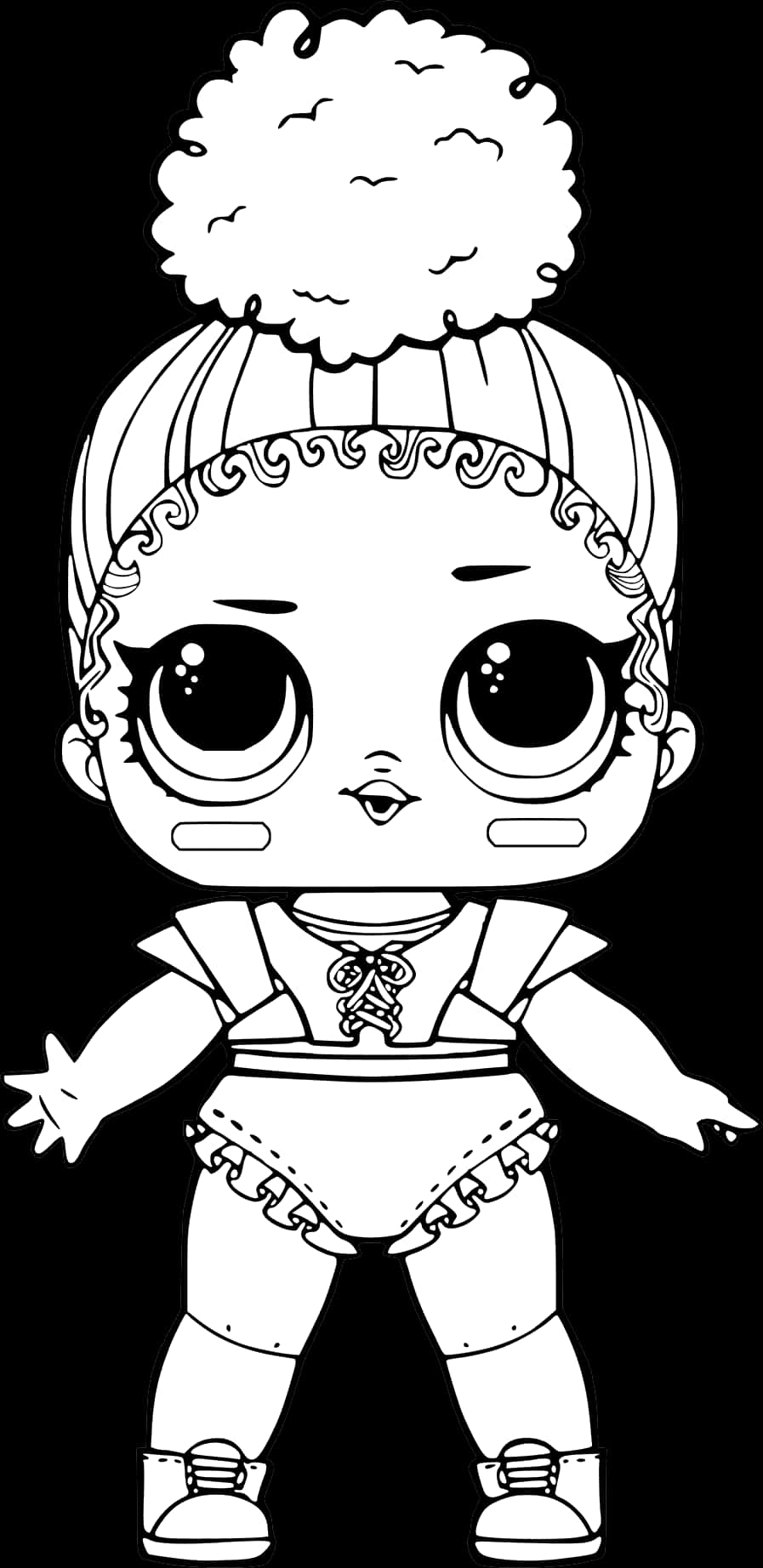 A Black And White Drawing Of A Doll