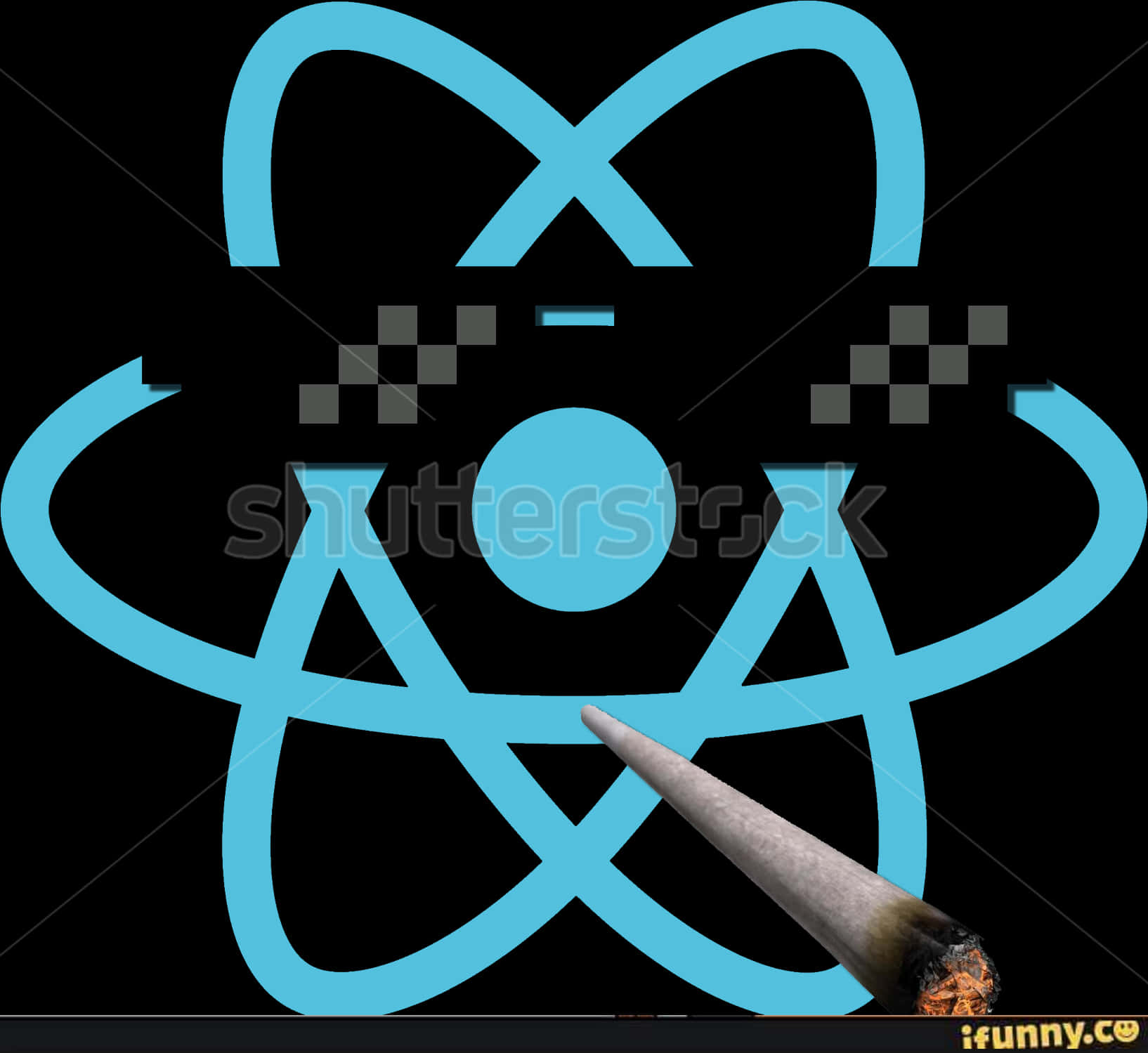 A Cigarette Pointing At A Blue Atom