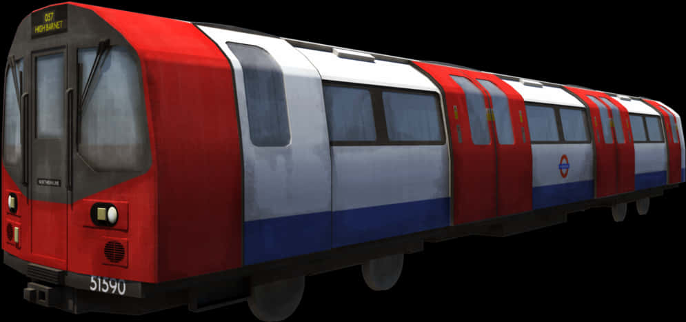 A Train With Red White And Blue Stripes