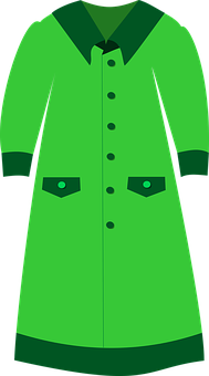A Green Coat With Black Buttons