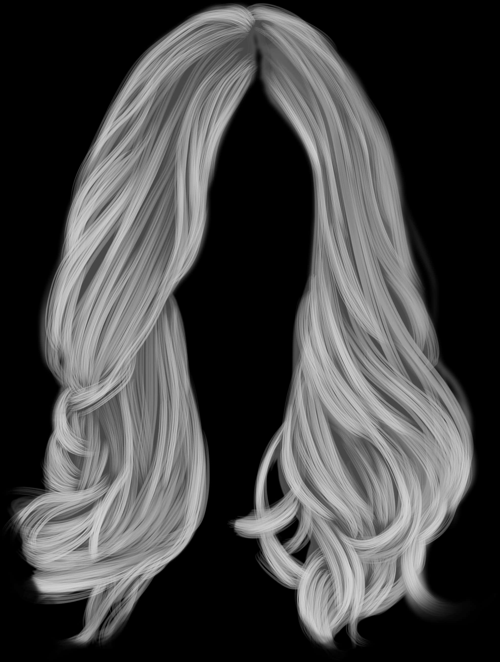 A Long Grey Hair On A Black Background