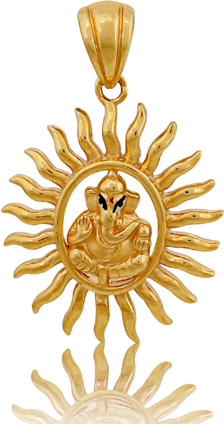 A Gold Sun With An Image Of An Elephant
