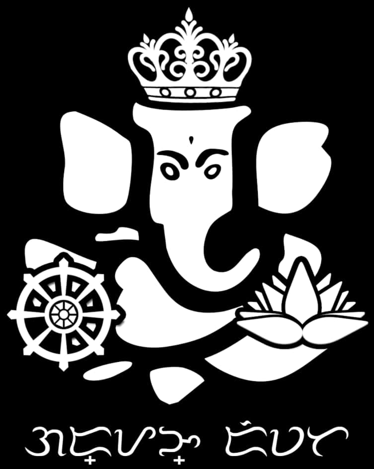 A White Logo With A Crown And A Wheel