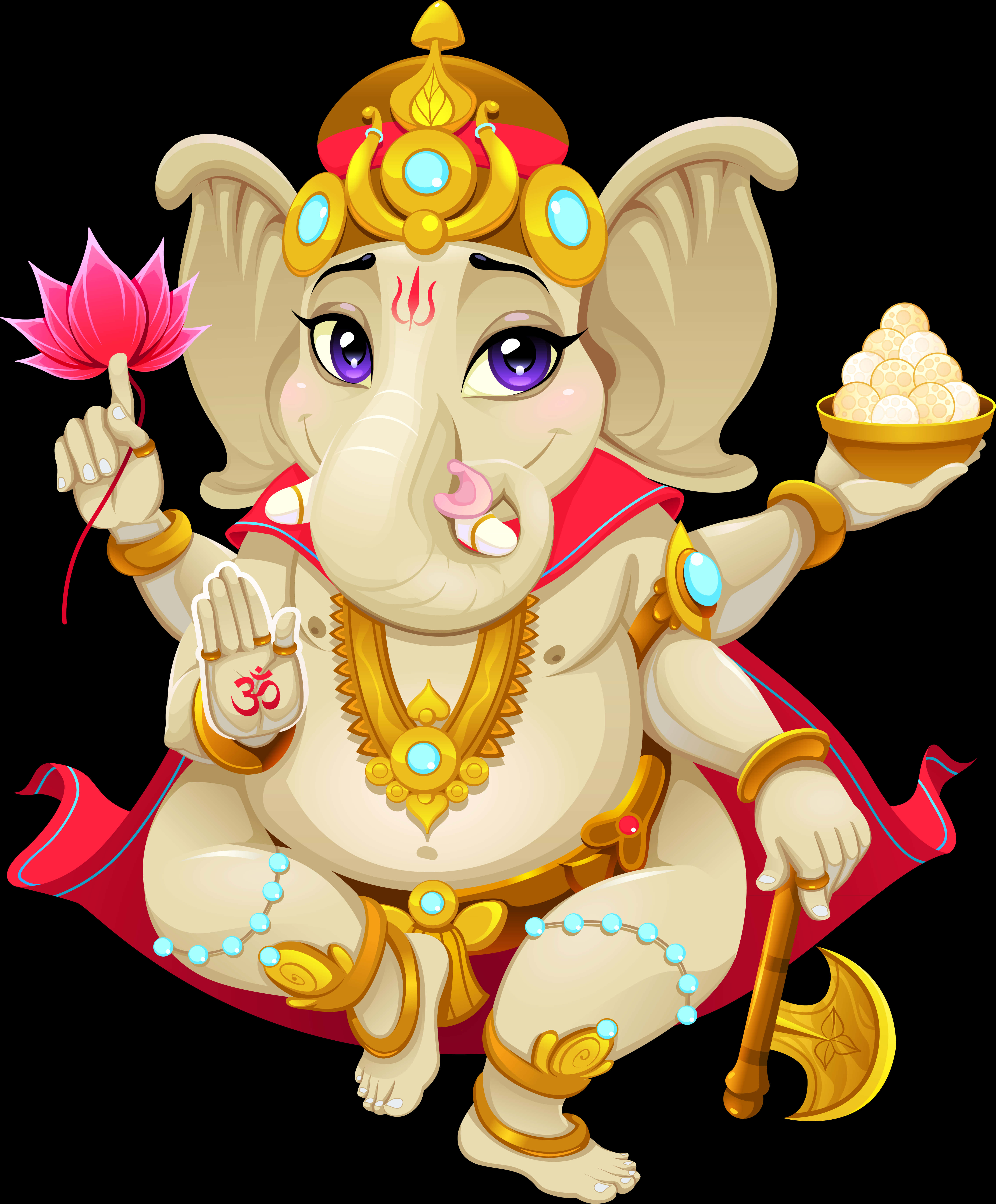 A Cartoon Of An Elephant Holding A Flower And A Bowl Of Eggs