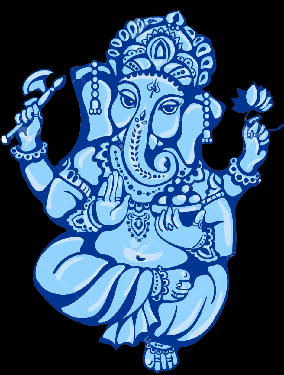 A Blue Drawing Of An Elephant