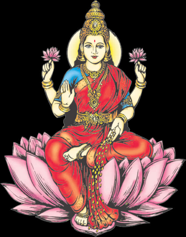 A Drawing Of A Woman Sitting On A Lotus Flower