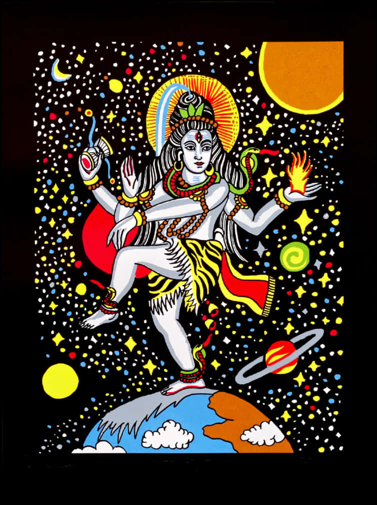 A Colorful Painting Of A Hindu God