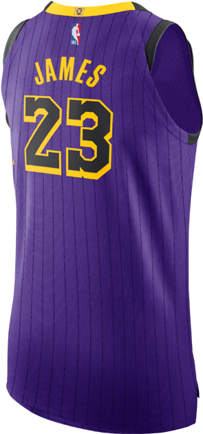 A Purple Basketball Jersey With Yellow Numbers