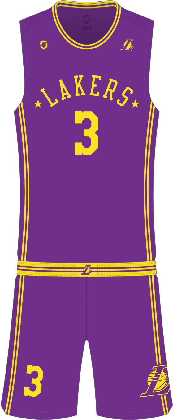 A Purple And Yellow Basketball Jersey