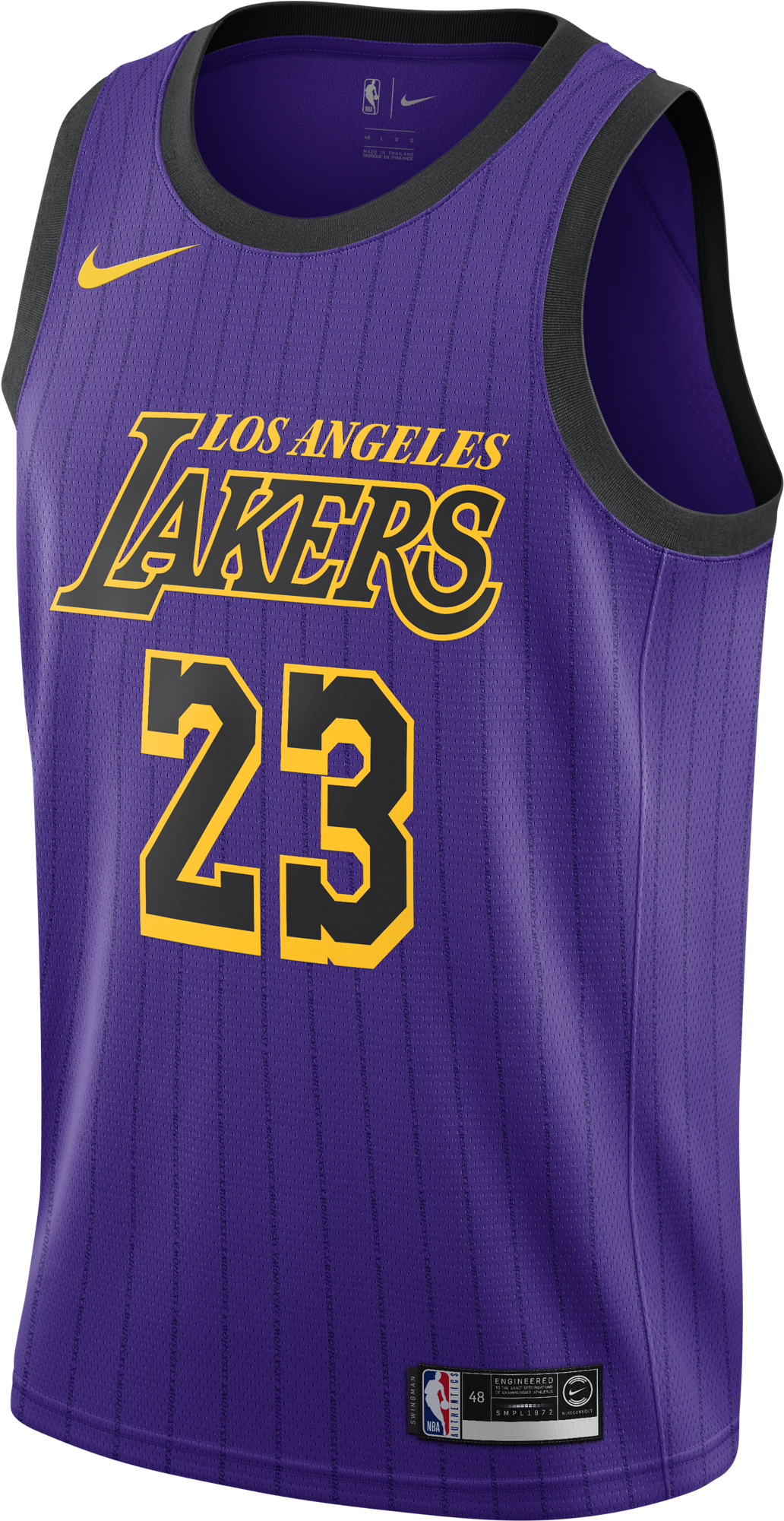 A Purple Basketball Jersey With Yellow Letters And Numbers