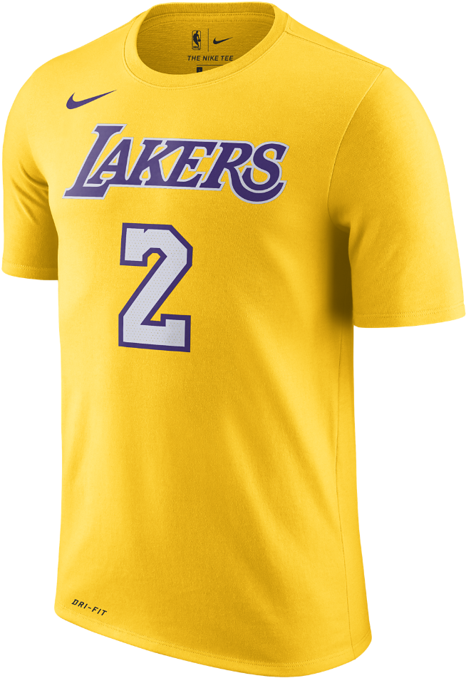A Yellow Shirt With Purple Letters And Numbers