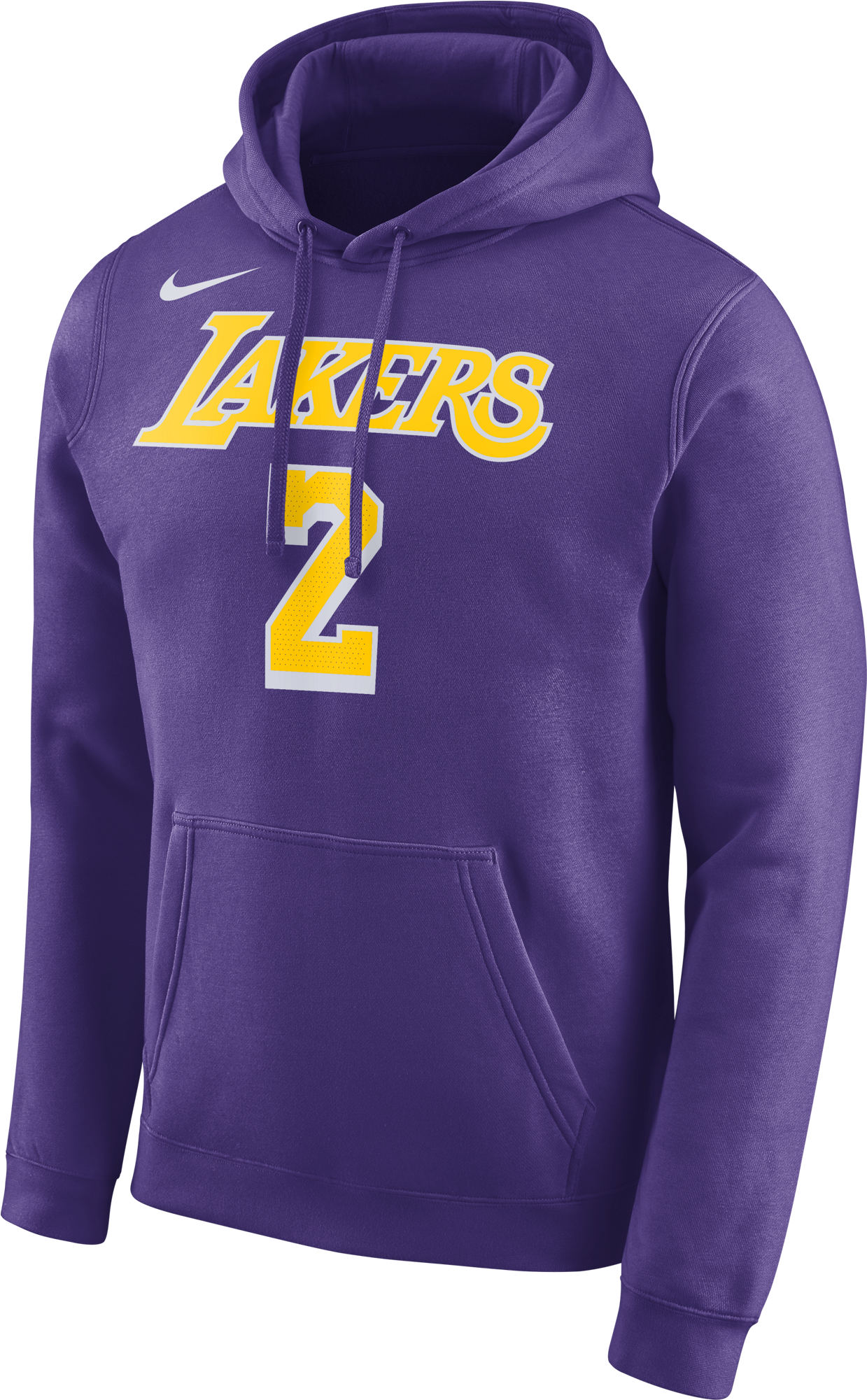 A Purple Sweatshirt With Yellow Letters And A White Logo