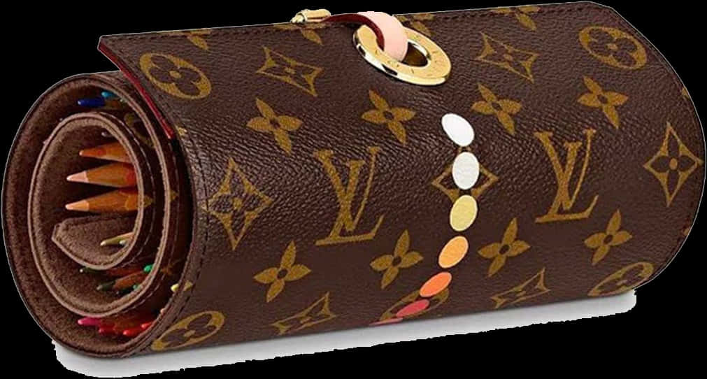 A Brown Purse With Gold Rings