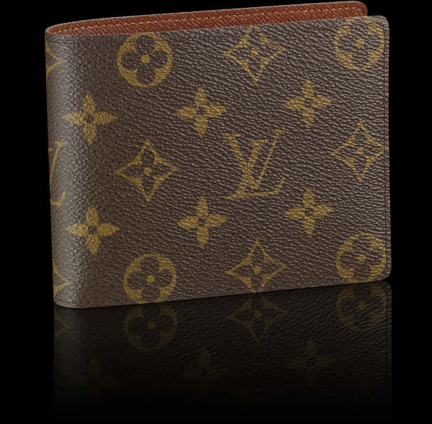 A Brown Wallet With Gold Louis Vuitton Logo