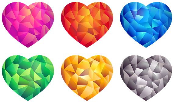 Colorful Diamond Hearts Love
